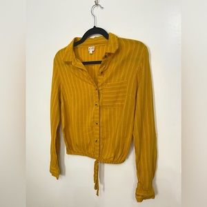 Adjustable sleeve yellow striped top